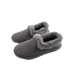 Skechers Cozy Gray Faux Fur Slippers Womens Size 9 New